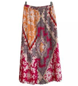 Chico's Multicolor Floral Paisley Geometric Pleated Maxi Skirt Size 0 (US 4-6)